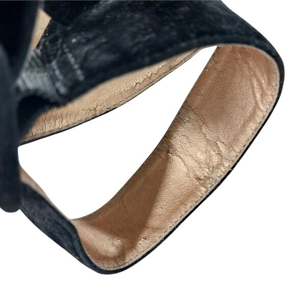 LUI CHUNG! LUXE BLACK VELVETEEN EIDE ANKLE STRAP, POINTY TOE HEELS! SZ 9M - Picture 10 of 11